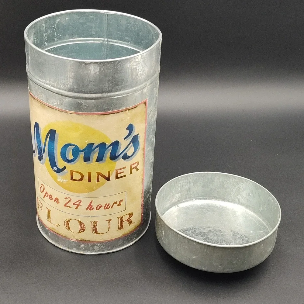 Nesting Canister Galvanized Steel Retro Style Lid 10in X 5.5in B40.1GA4040